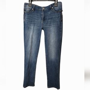 New York & Company Slim Boyfriend Jeans With Zipper Detail- size 10